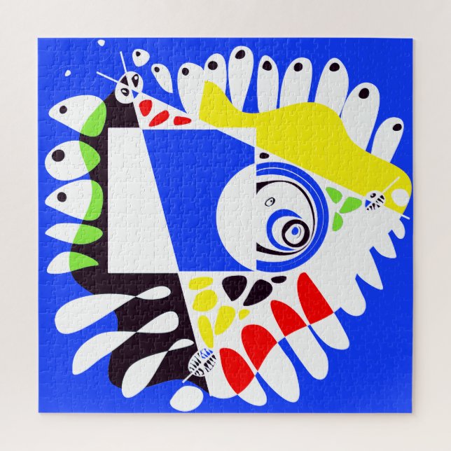 Vogelnest - Royal Blue White Puzzle (Vertikal)