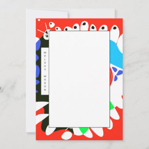 Vogelnest - Scarlet Red White Individuelle Name Mitteilungskarte