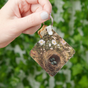 Vogelnest und Hundsrosen von John William Hill Schlüsselanhänger