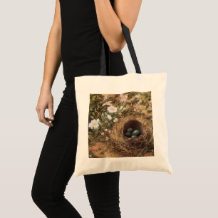 Vogelnest und Hundsrosen von John William Hill Tragetasche