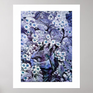 VOGELNEST ,weiß blau Poster