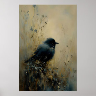 Vogelnist-Wandkunst, Dark Academia, Antik Poster