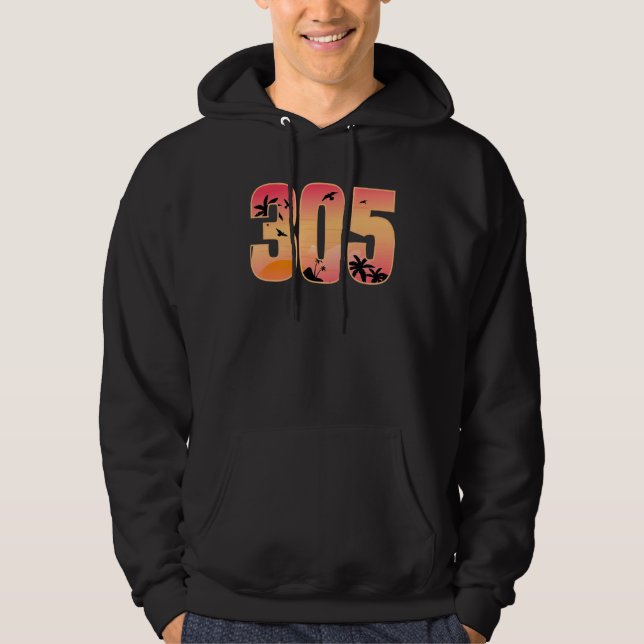 Vogelpalmen und Strände in Miami 305 Hoodie (Vorderseite)