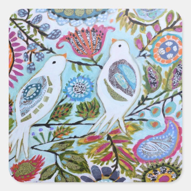 Vogelpapier I Quadratischer Aufkleber (Vorderseite)