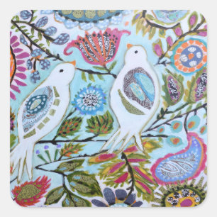 Vogelpapier I Quadratischer Aufkleber