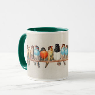 Vogelperch mit grüner Trimmschale Kaffee  Tasse
