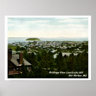 Vogelperspektive Bar Harbor Maine Vintage Poster