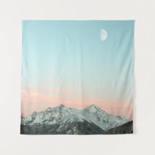 VOGELPERSPEKTIVE DER BERGSPITZEN UNTER BLAUEM HIMM WANDTEPPICH