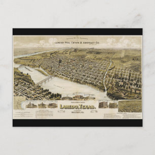 Vogelperspektive der Stadt Laredo Texas (1892) Postkarte
