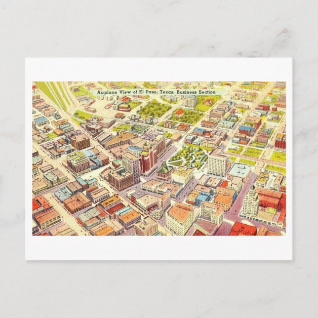 Vogelperspektive El Paso, Texas, Vintag Postkarte (Vorderseite)