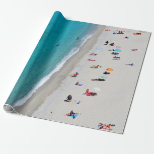 Vogelperspektive Foto der Menschen am Strand Geschenkpapier