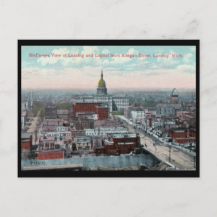 Vogelperspektive, Lansing, MI um 1915 Vintage Postkarte