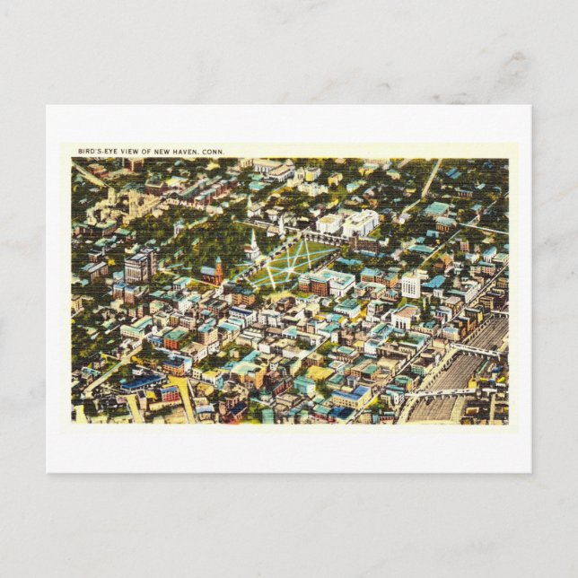 Vogelperspektive New Haven, Connecticut, Vintag Postkarte (Vorderseite)