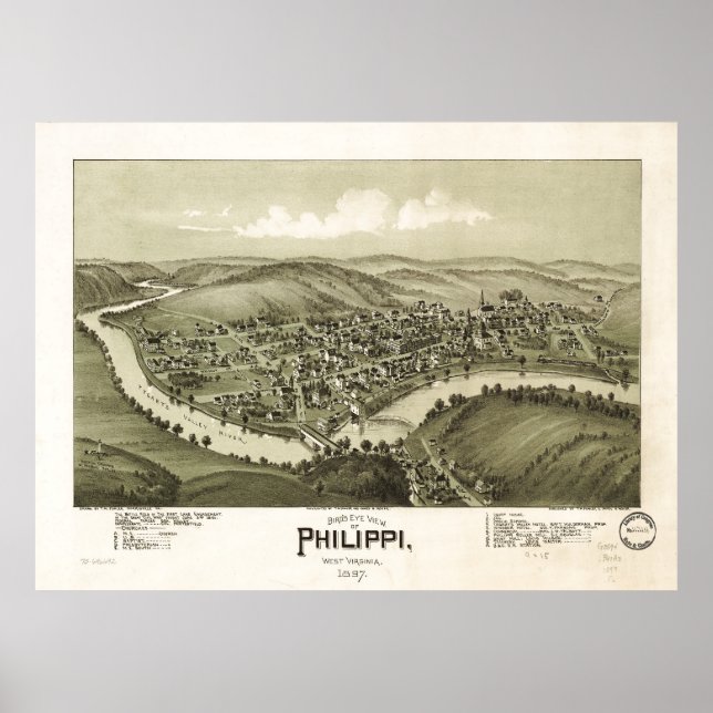 Vogelperspektive Philippi, West Virginia (1897) Poster (Vorne)