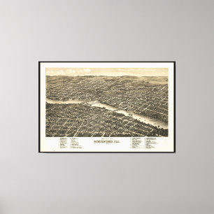 Vogelperspektive Rockford Illinois (1880) Leinwanddruck