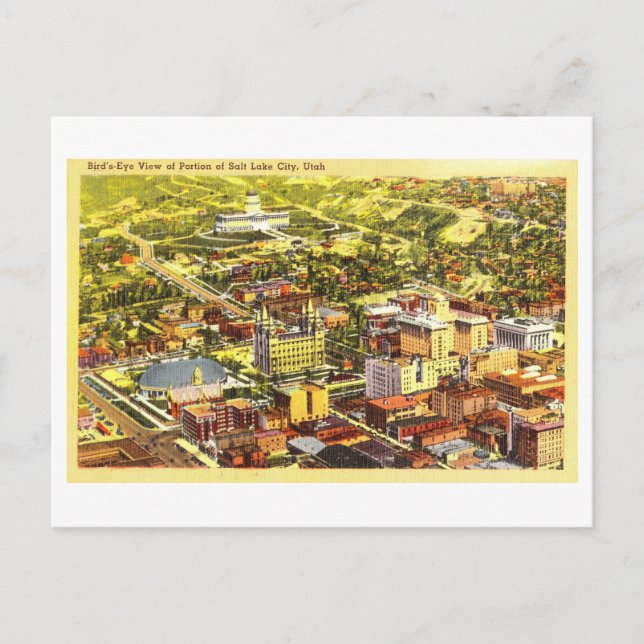 Vogelperspektive Salt Lake City, Utah, Vintag Postkarte (Vorderseite)