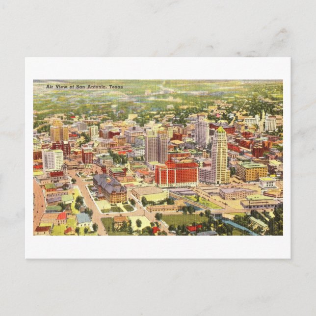 Vogelperspektive von San Antonio, Texas, Vintag Postkarte (Vorderseite)