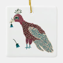 Vogelrot mit blauen Blumen