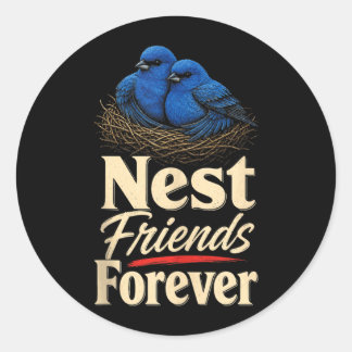 Vogels Beobachten Nest Freunde Für Immer Indigofin Runder Aufkleber