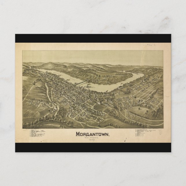 Vogel's Eye View Morgantown West Virginia (1897) Postkarte (Vorderseite)