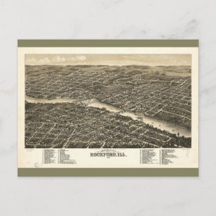 Vogel's eye view Rockford Illinois (1880) Postkarte