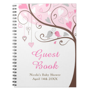 Vogels Herz Baum Rosa Babyparty Notizblock