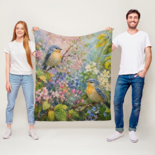 Vogelsang unter Blüten Fleecedecke