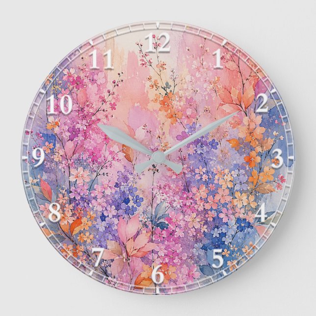 Vogelsang unter Blüten Große Wanduhr (Vorderseite)