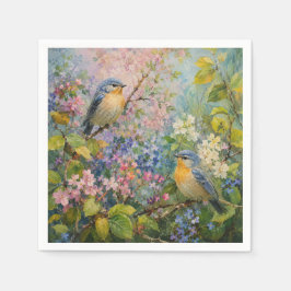 Vogelsang unter Blüten Serviette