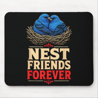 Vogelschau-Nest-Freunde für immer Indigofink Mousepad