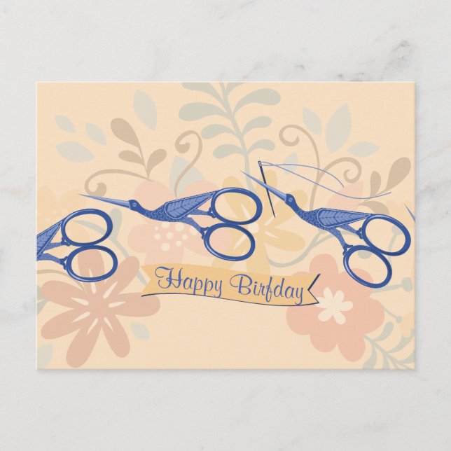 Vogelschere zum Nähen Postkarte (Vorderseite)