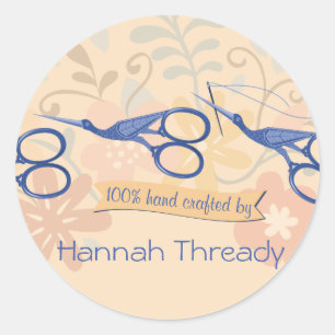 Vogelschere zum Nähen Runder Aufkleber