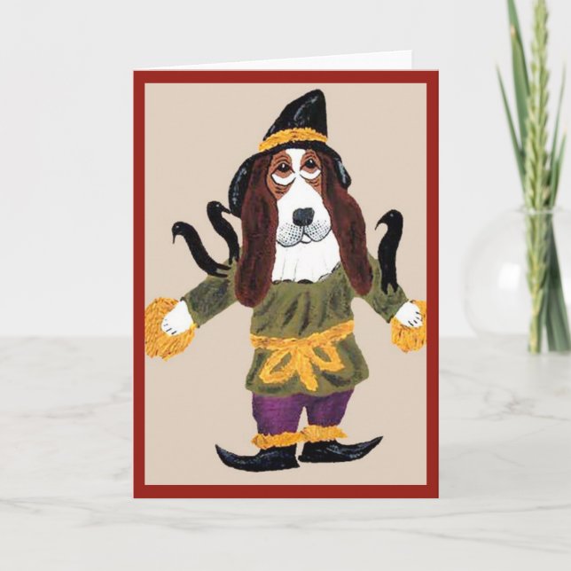 Vogelscheuche Basset Hound Karte (Vorderseite)