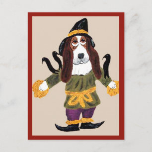 Vogelscheuche Basset Hound Postkarte