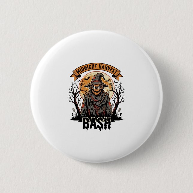 Vogelscheuche Halloween-Shirt Vintage Gravur Party Button (Vorderseite)