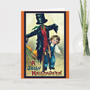Vogelscheuche mit Spitzenhut-Vintager Karte
