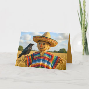 Vogelscheuche zum Geburtstag mit Sombrero und Ponc Karte
