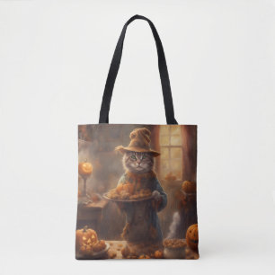 Vogelscheuchenkatze serviert Kekse Trick-or-Treat-