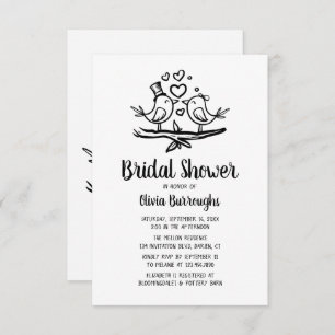 Vogelschutz Cartoon Schwarz-weiß Lovebirds Brautpa Einladung