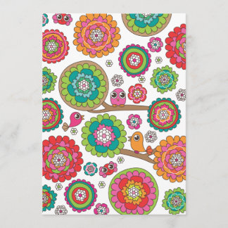 Vogelschutz- und Blume-Illustrationskarte Einladung