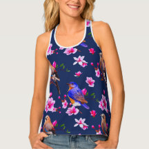 Vogelschutz und Blüten Racerback Tank Top