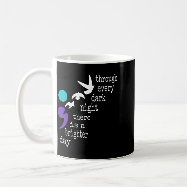 Vogelsemikolon-Geschenkpräventionsbewusstsein Kaffeetasse (Links)