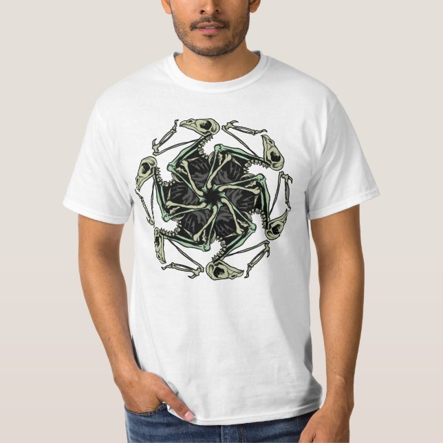 Vogelskelett-Mandala-T - Shirt (Vorderseite)