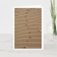 Vogelspuren auf der Geburtstagskarte am Strand