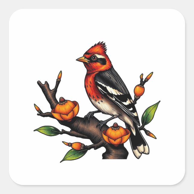Vogeltattoo Quadratischer Aufkleber (Vorderseite)