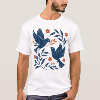 Vogelthemen Retro Botanische Vögel Boho Vintage T-Shirt