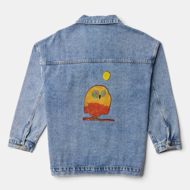Vogelvogel "Kunst von Kindern" Jeansjacke (Rückseite)