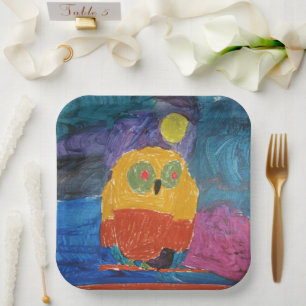 Vogelvogel "Kunst von Kindern" Pappteller