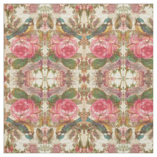 Vogelwelt-Rose Stoff