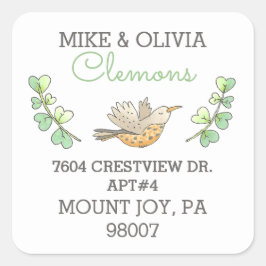 Vogelwelt-Rücksendeadresse Quadratischer Aufkleber